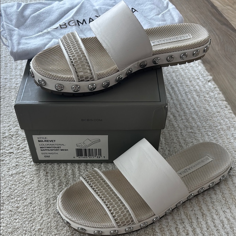 BCBGMaxAzria White Rhinestone Embellished Sandals